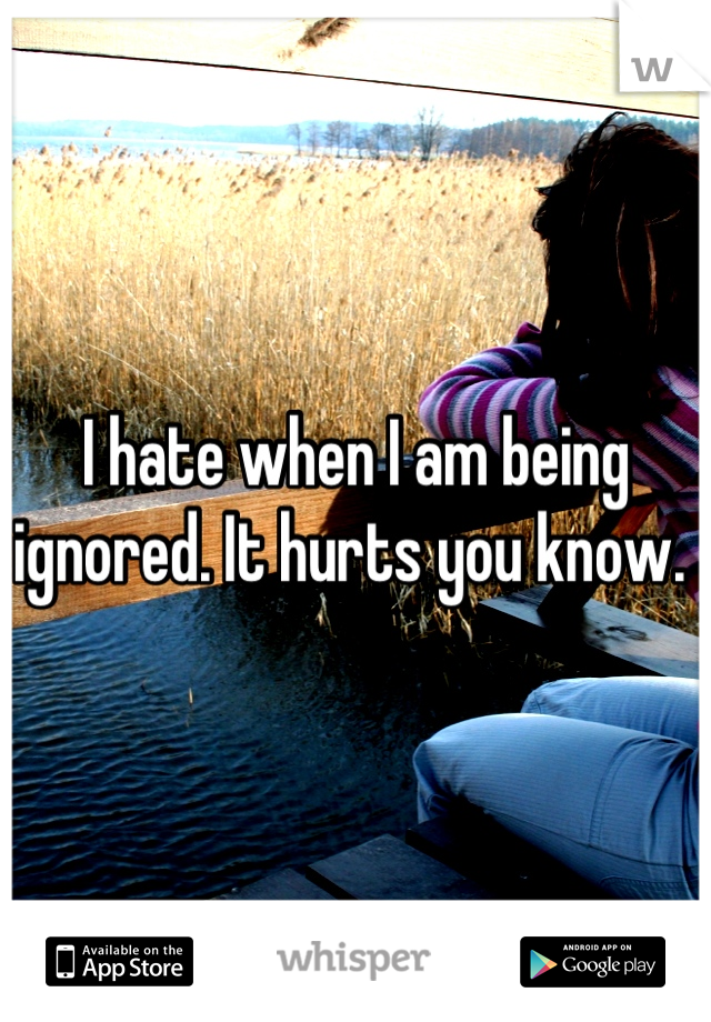 I hate when I am being ignored. It hurts you know. 