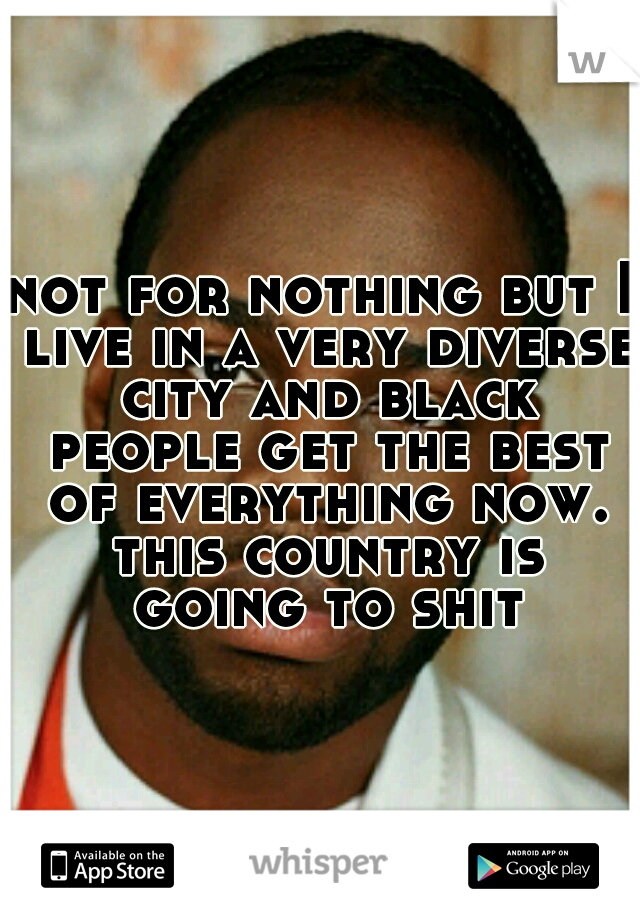 not for nothing but I live in a very diverse city and black people get the best of everything now. this country is going to shit