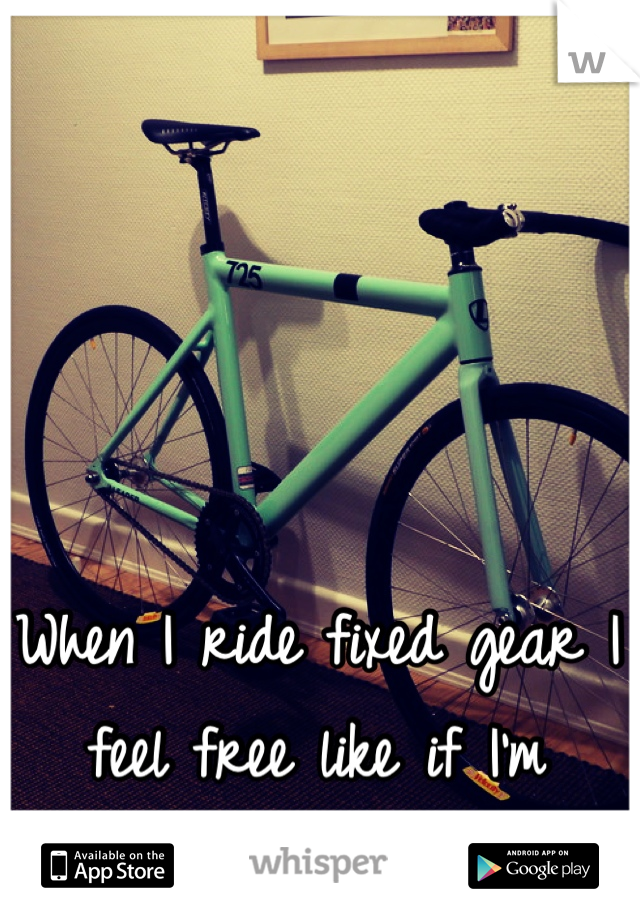 When I ride fixed gear I feel free like if I'm flying away happiness
