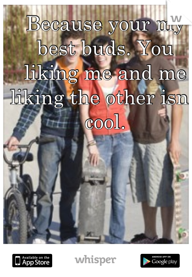 Because your my best buds. You liking me and me liking the other isn't cool.