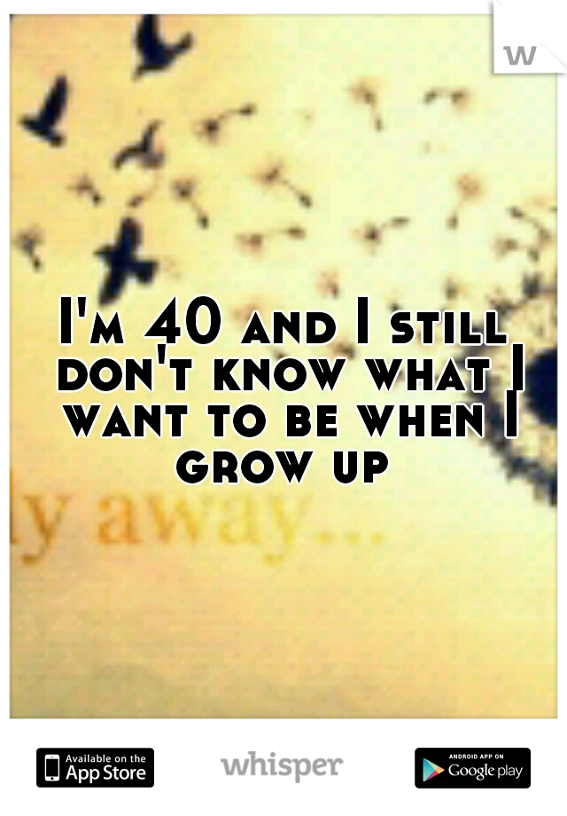 I'm 40 and I still don't know what I want to be when I grow up 