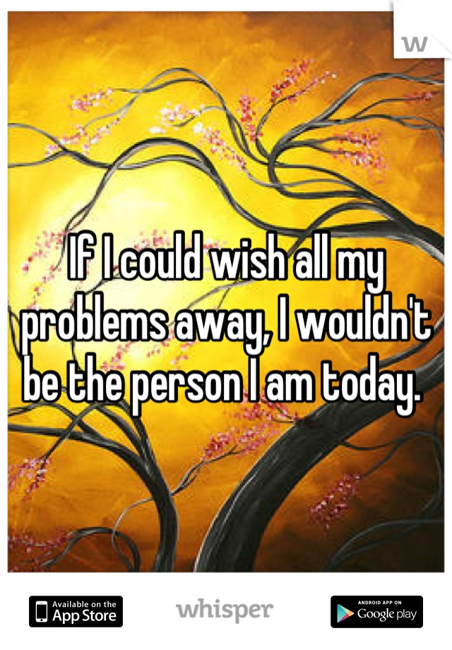 If I could wish all my problems away, I wouldn't be the person I am today. 