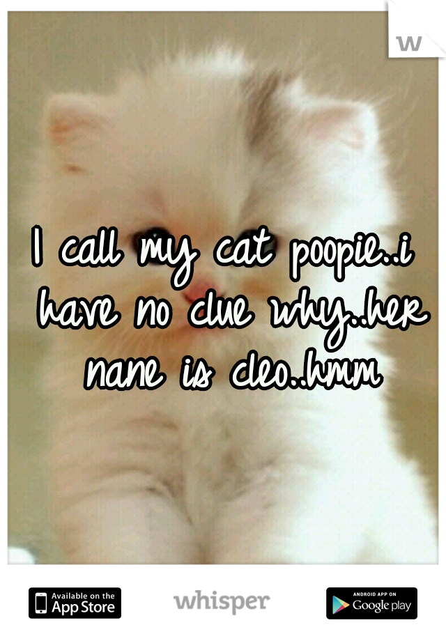 I call my cat poopie..i have no clue why..her nane is cleo..hmm