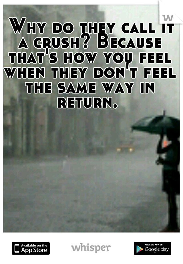 
Why do they call it a crush? Because that's how you feel when they don't feel the same way in return. 