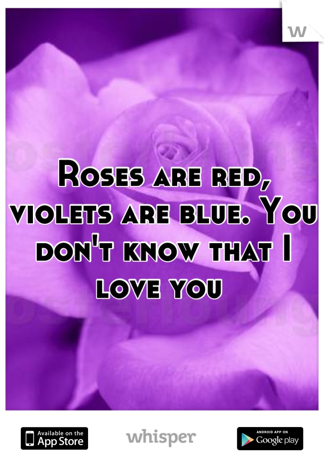 Roses are red, violets are blue. You don't know that I love you 