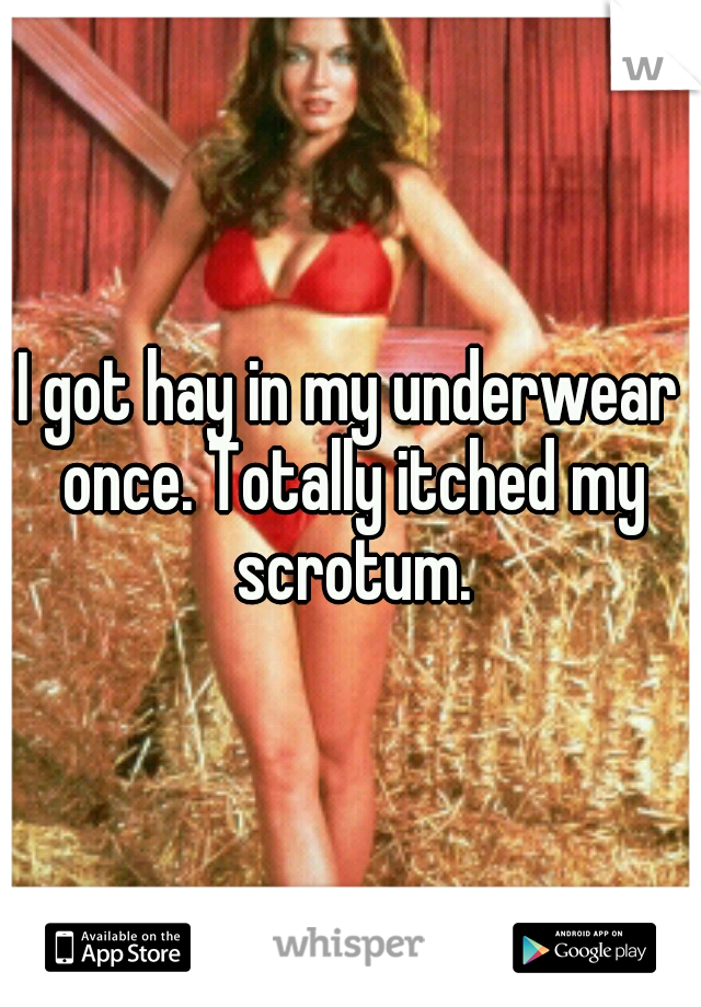 I got hay in my underwear once. Totally itched my scrotum.