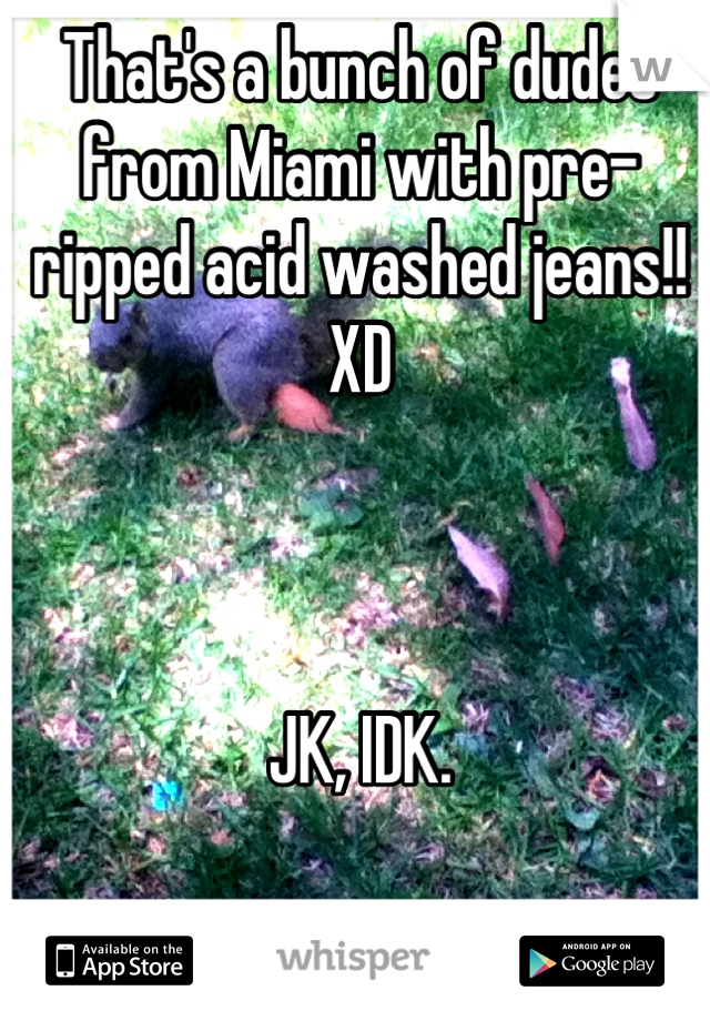 That's a bunch of dudes from Miami with pre-ripped acid washed jeans!! 
XD



JK, IDK.