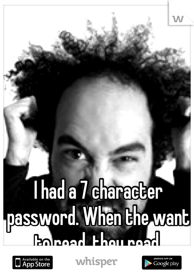 I had a 7 character password. When the want to read, they read.