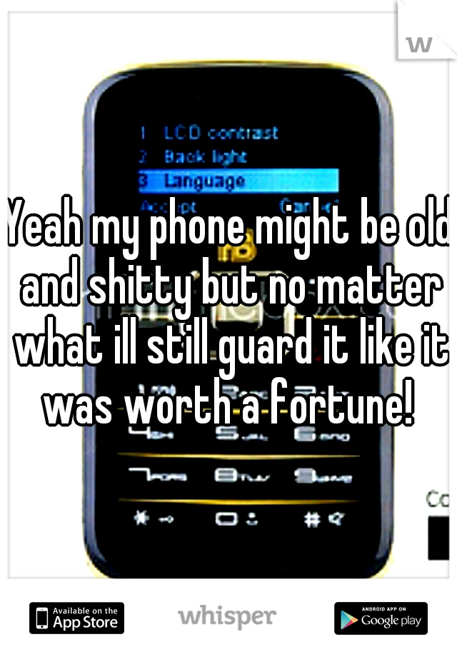 Yeah my phone might be old and shitty but no matter what ill still guard it like it was worth a fortune! 