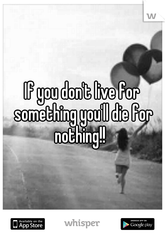 If you don't live for something you'll die for nothing!!  