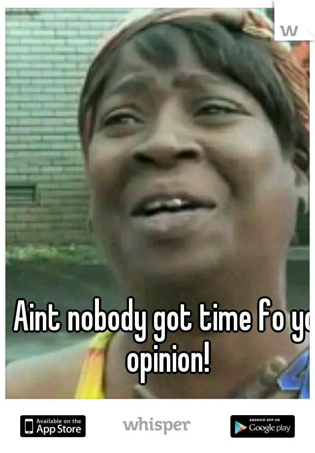 Aint nobody got time fo yo opinion!