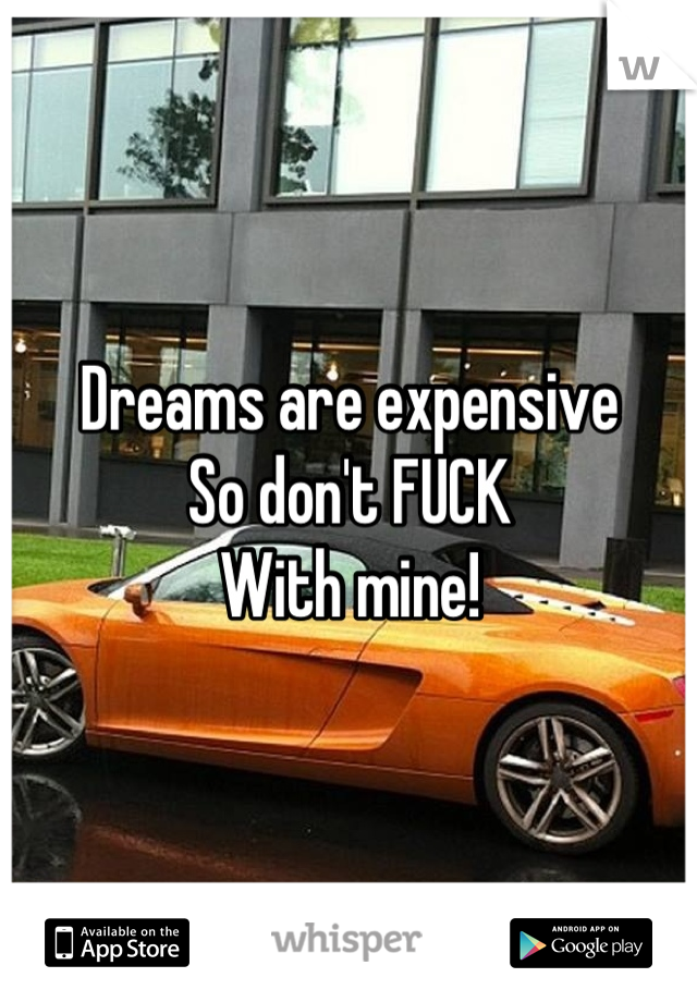 Dreams are expensive 
So don't FUCK
With mine!