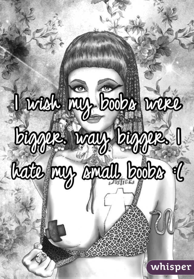 I wish my boobs were bigger. way bigger. I hate my small boobs :(