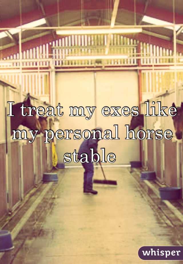 I treat my exes like my personal horse stable 