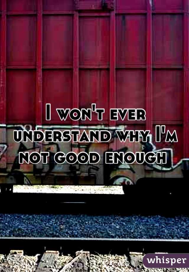 I won't ever understand why I'm not good enough 