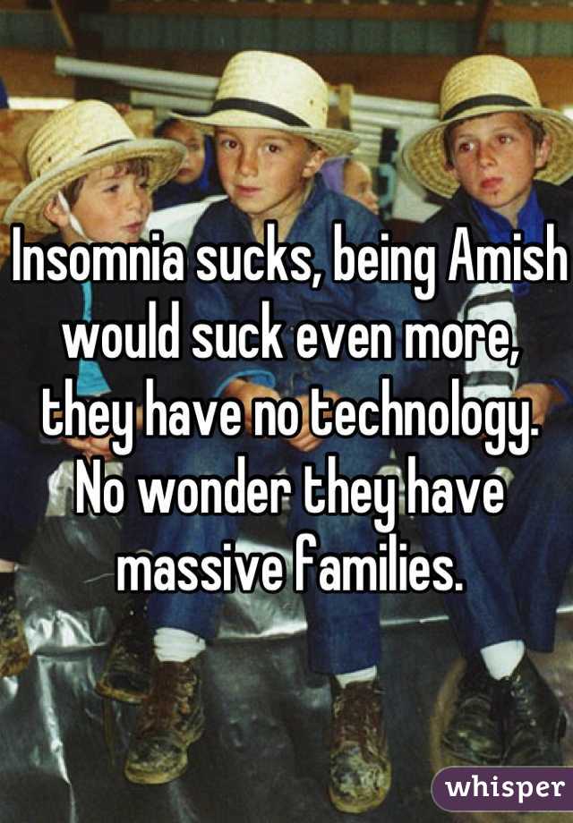 Insomnia sucks, being Amish would suck even more, they have no technology. No wonder they have massive families.