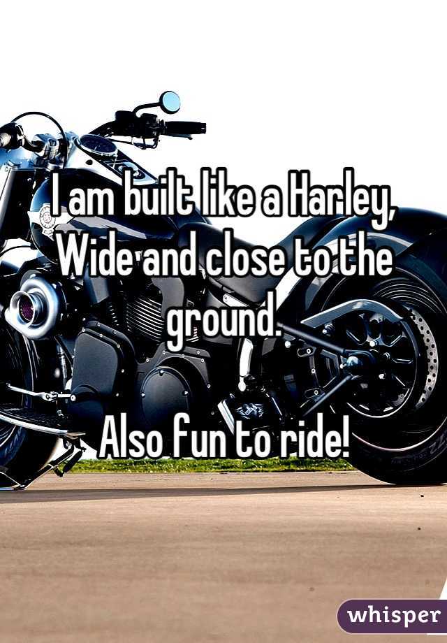 I am built like a Harley,
Wide and close to the ground.

Also fun to ride!
