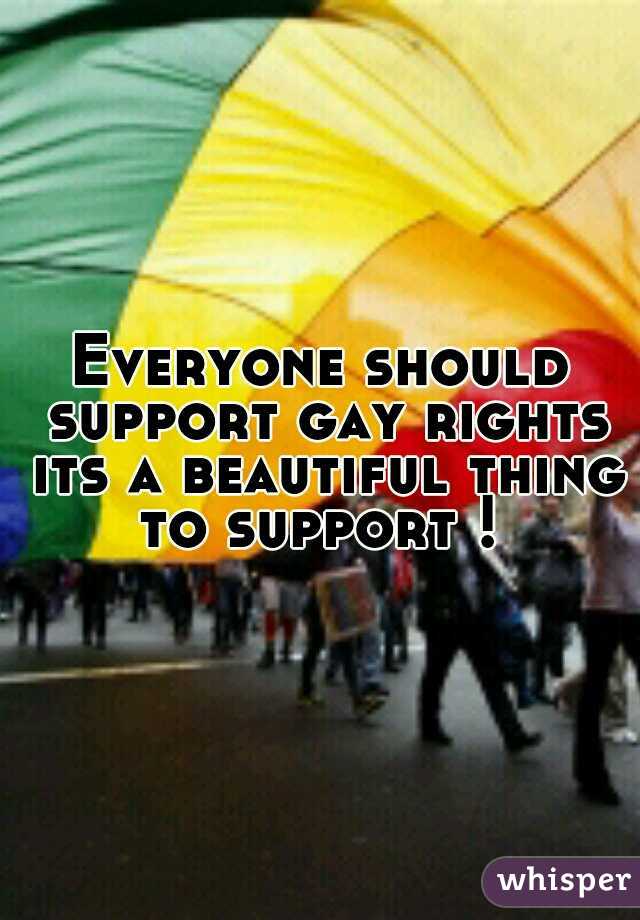 Everyone should support gay rights its a beautiful thing to support ! 