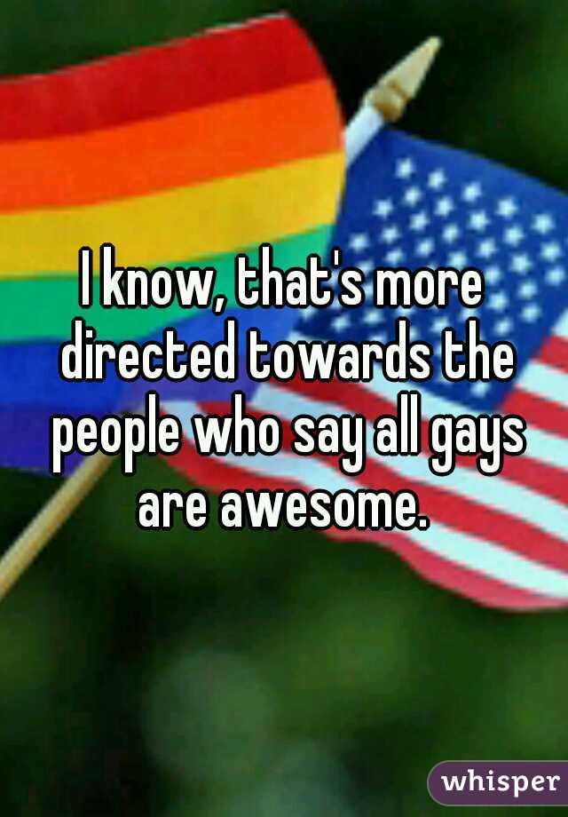 I know, that's more directed towards the people who say all gays are awesome. 