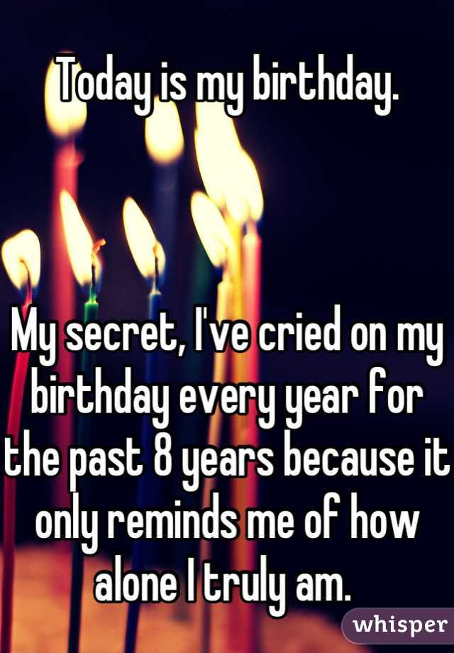 Today is my birthday.



My secret, I've cried on my birthday every year for the past 8 years because it only reminds me of how alone I truly am. 