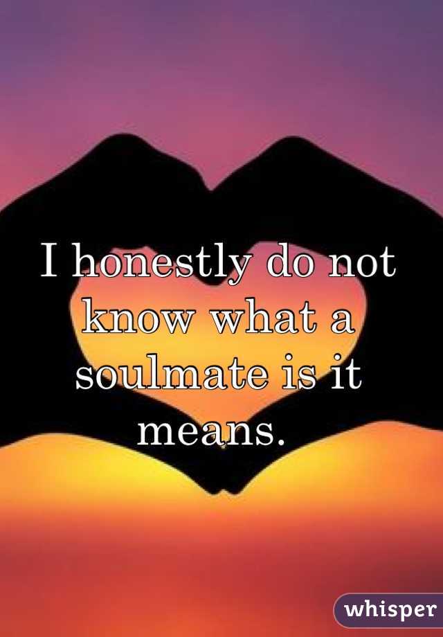 I honestly do not know what a soulmate is it means. 