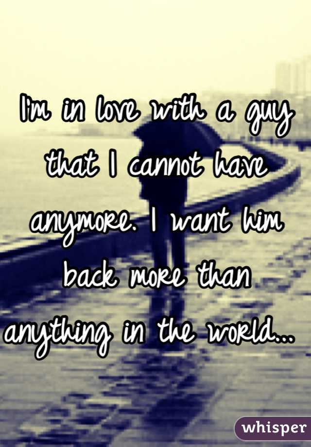 I'm in love with a guy that I cannot have anymore. I want him back more than anything in the world... 