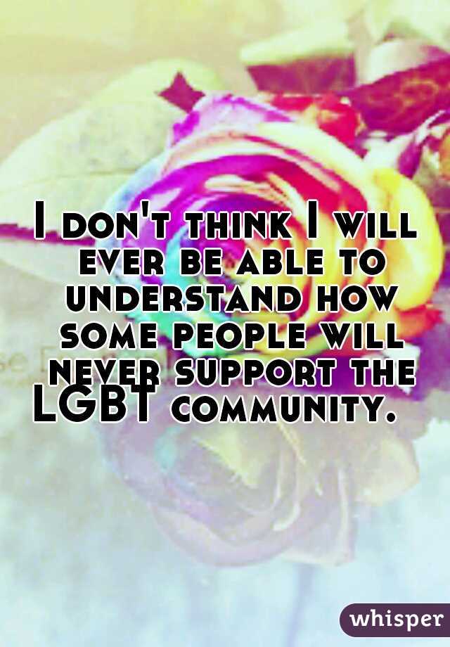 I don't think I will ever be able to understand how some people will never support the LGBT community. 
