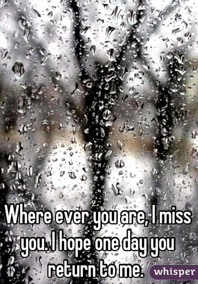 Where ever you are, I miss you. I hope one day you return to me. 