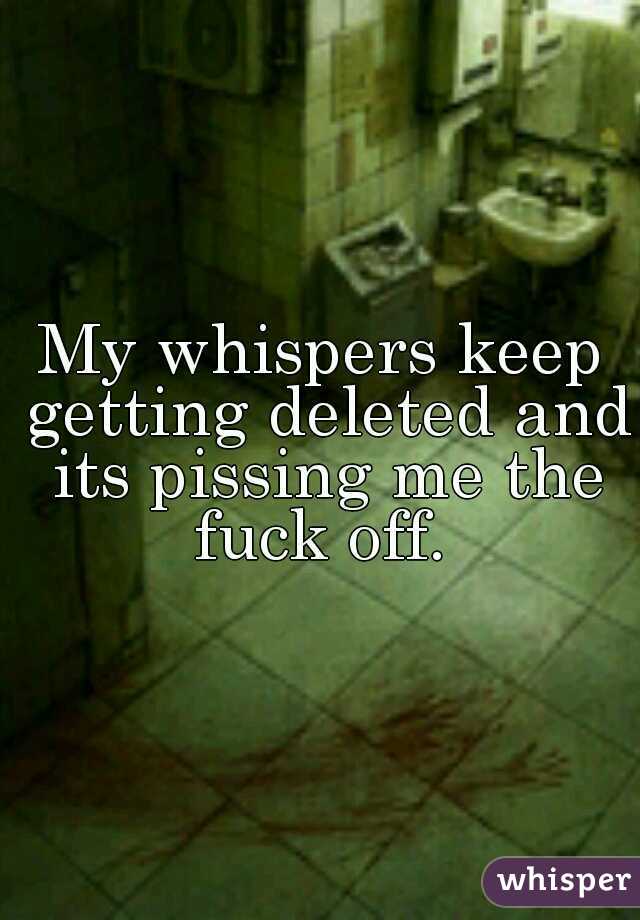 My whispers keep getting deleted and its pissing me the fuck off. 