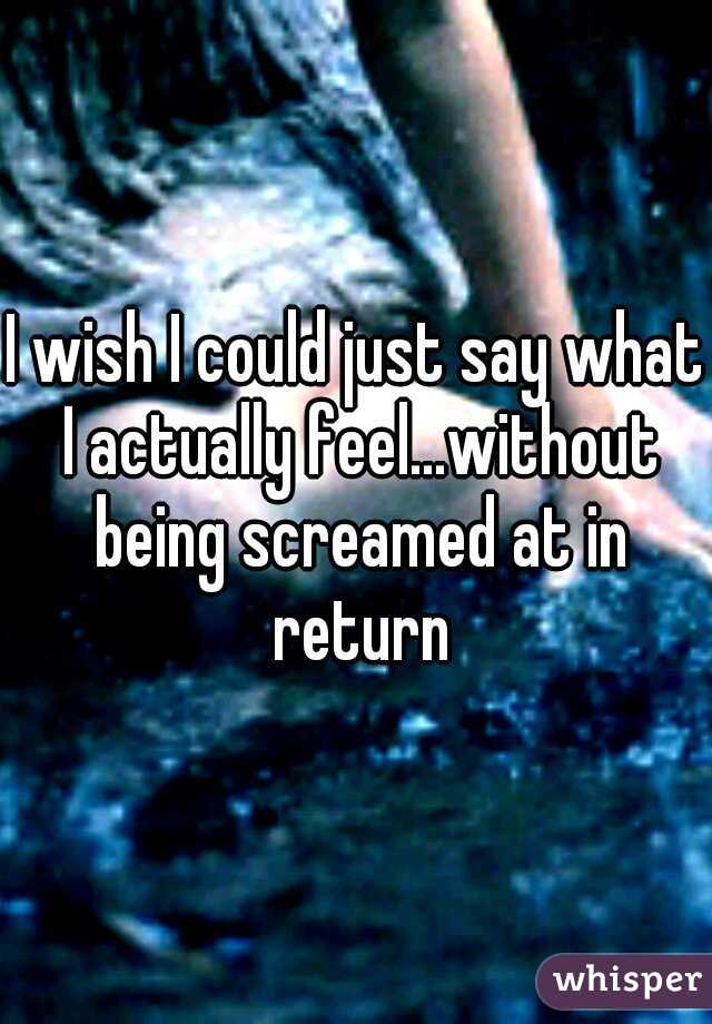 I wish I could just say what I actually feel...without being screamed at in return