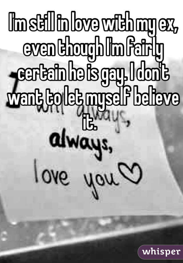 I'm still in love with my ex, even though I'm fairly certain he is gay. I don't want to let myself believe it.  