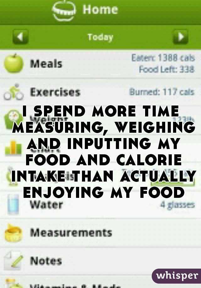 i spend more time measuring, weighing and inputting my food and calorie intake than actually enjoying my food