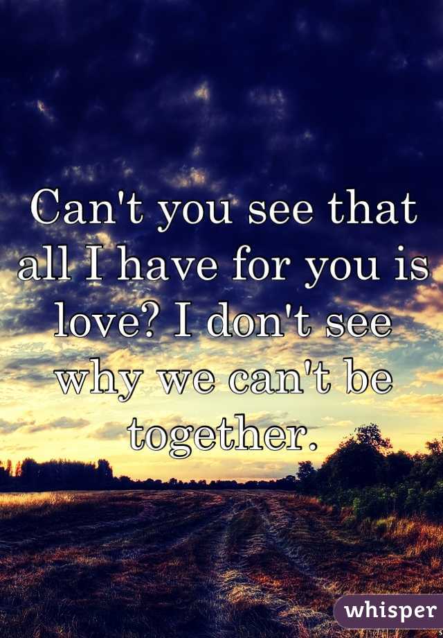 Can't you see that all I have for you is love? I don't see why we can't be together.