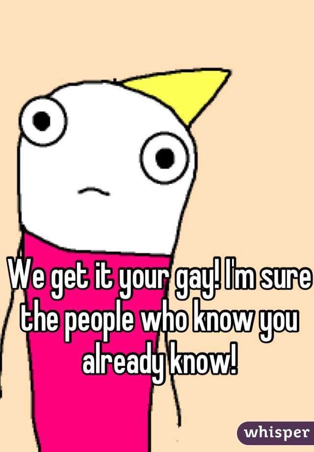 We get it your gay! I'm sure the people who know you already know!