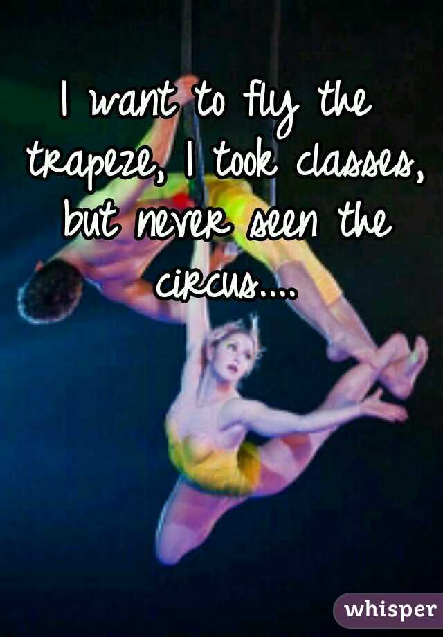 I want to fly the trapeze, I took classes, but never seen the circus....