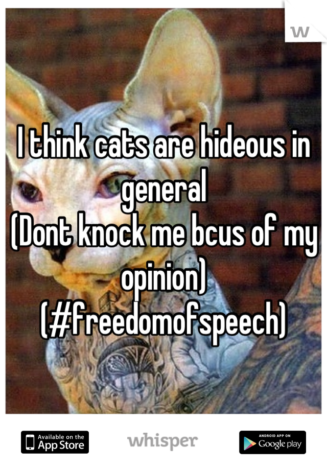 I think cats are hideous in general
(Dont knock me bcus of my opinion)
(#freedomofspeech)