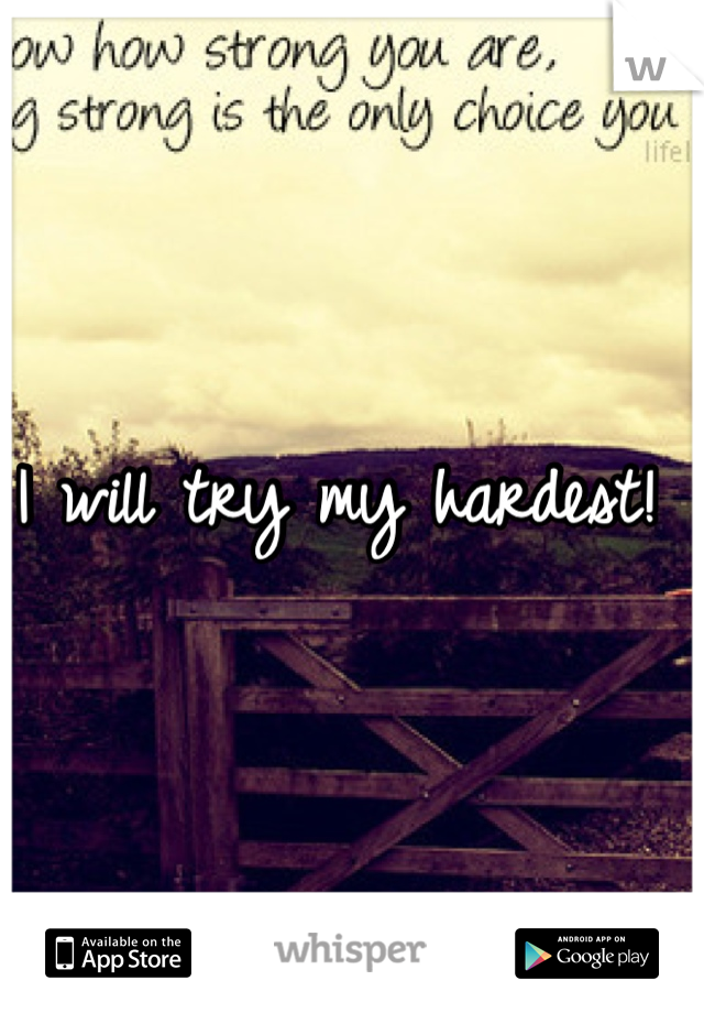 I will try my hardest! 