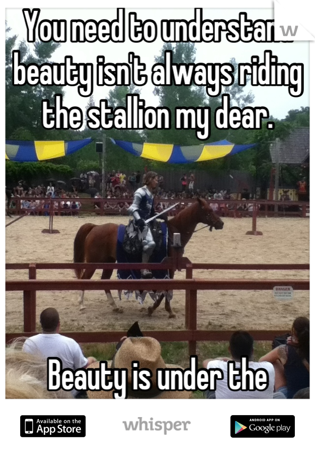 You need to understand beauty isn't always riding the stallion my dear. 





Beauty is under the armour. 