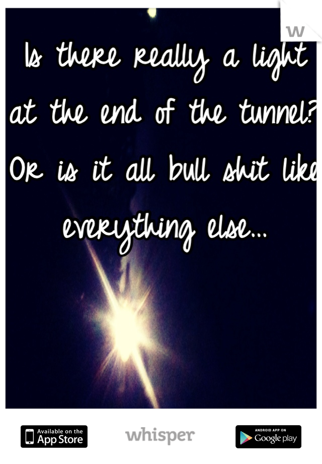 Is there really a light at the end of the tunnel? Or is it all bull shit like everything else…