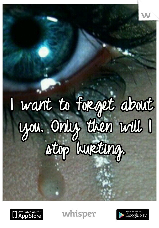 I want to forget about you. Only then will I stop hurting.