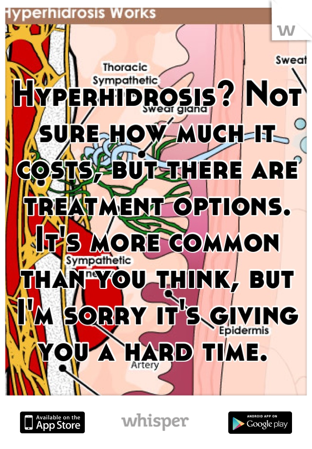 Hyperhidrosis? Not sure how much it costs, but there are treatment options. It's more common than you think, but I'm sorry it's giving you a hard time. 