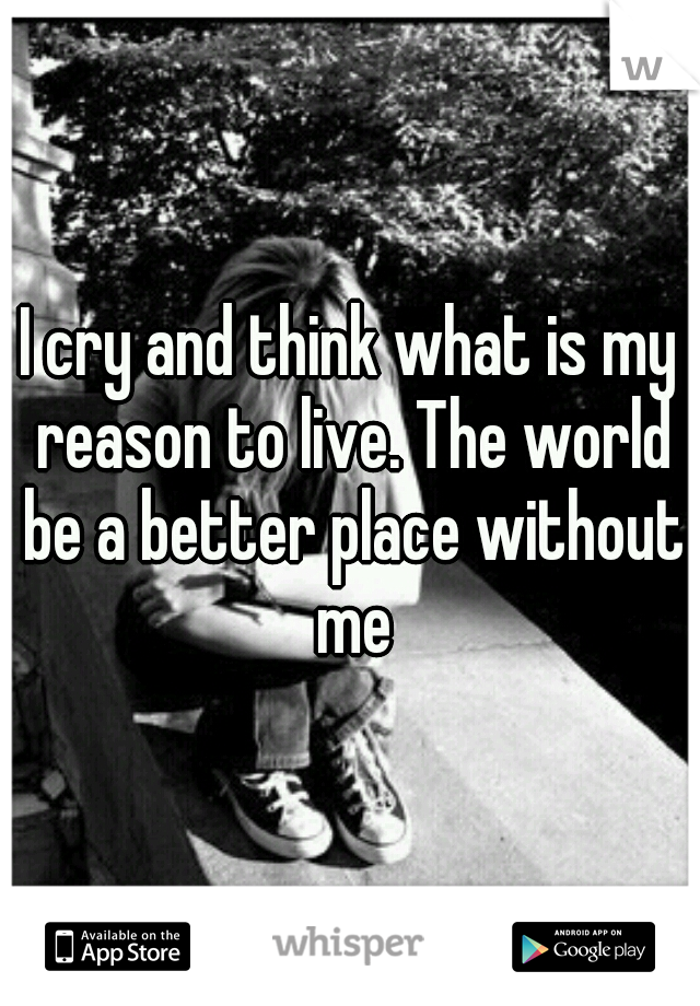 I cry and think what is my reason to live. The world be a better place without me