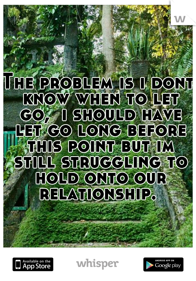 The problem is i dont know when to let go,  i should have let go long before this point but im still struggling to hold onto our relationship. 