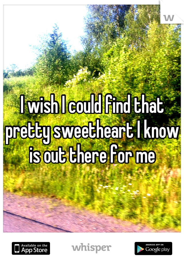 I wish I could find that pretty sweetheart I know is out there for me