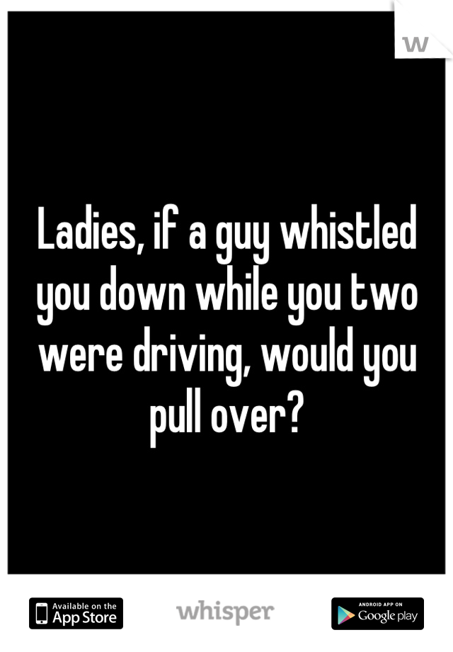 Ladies, if a guy whistled you down while you two were driving, would you pull over?