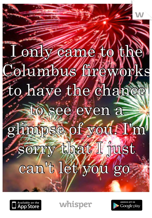 I only came to the Columbus fireworks to have the chance to see even a glimpse of you. I'm sorry that I just can't let you go 