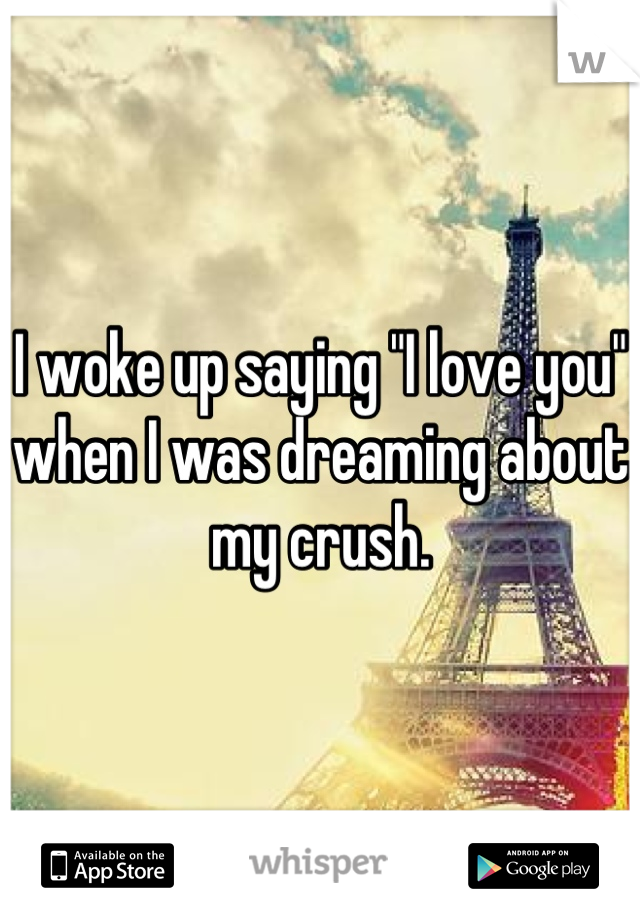 I woke up saying "I love you" when I was dreaming about my crush.