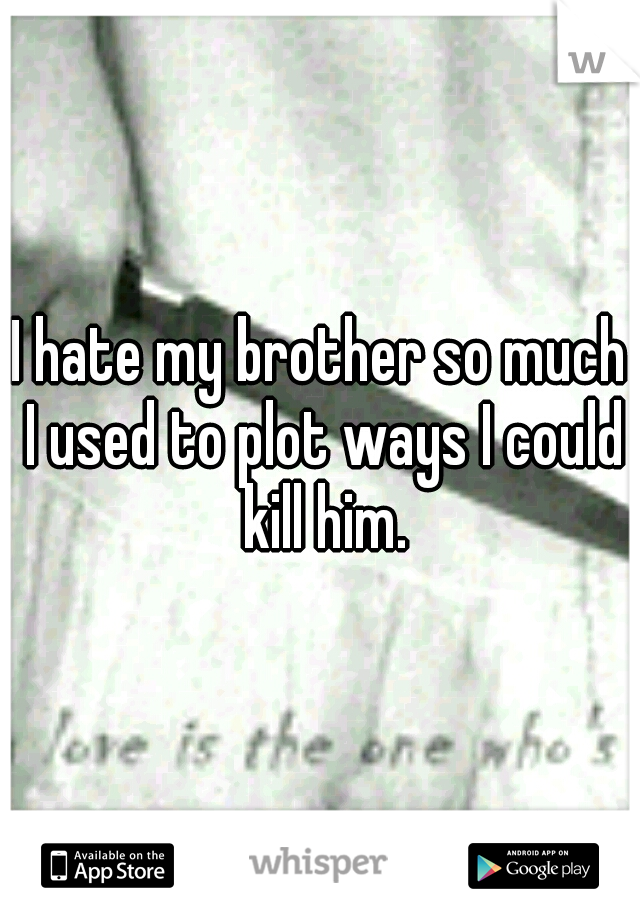 I hate my brother so much I used to plot ways I could kill him.