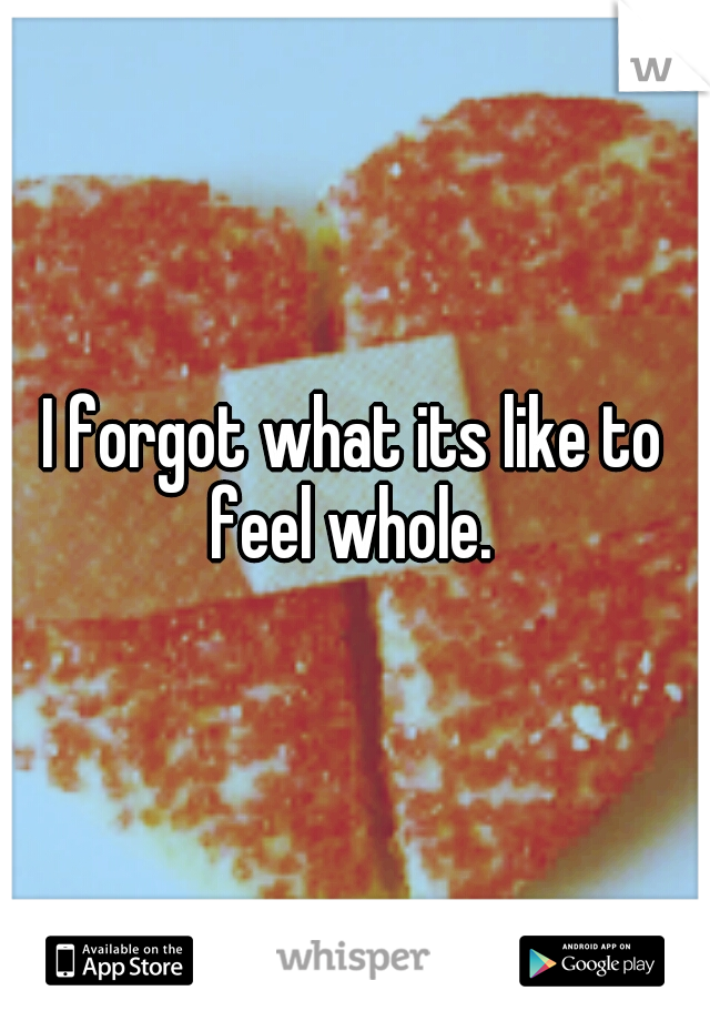 I forgot what its like to feel whole. 