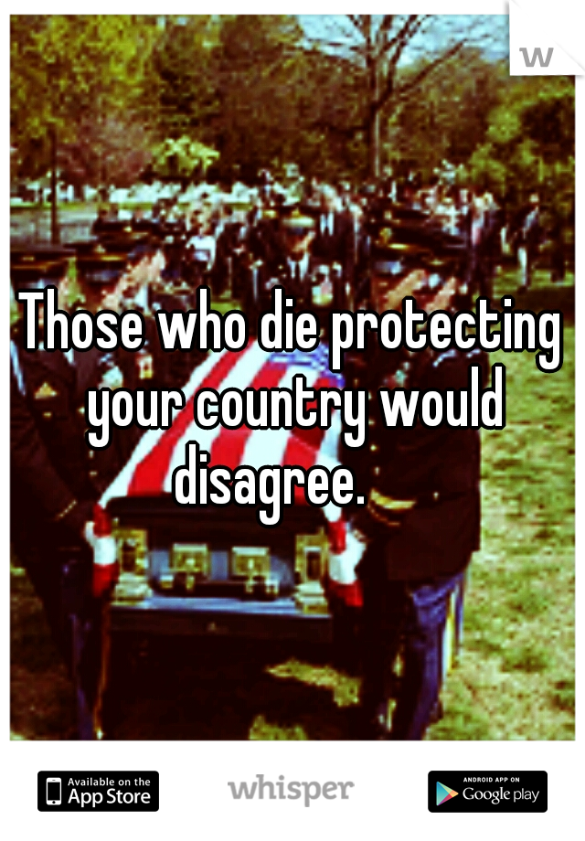 Those who die protecting your country would disagree.  
